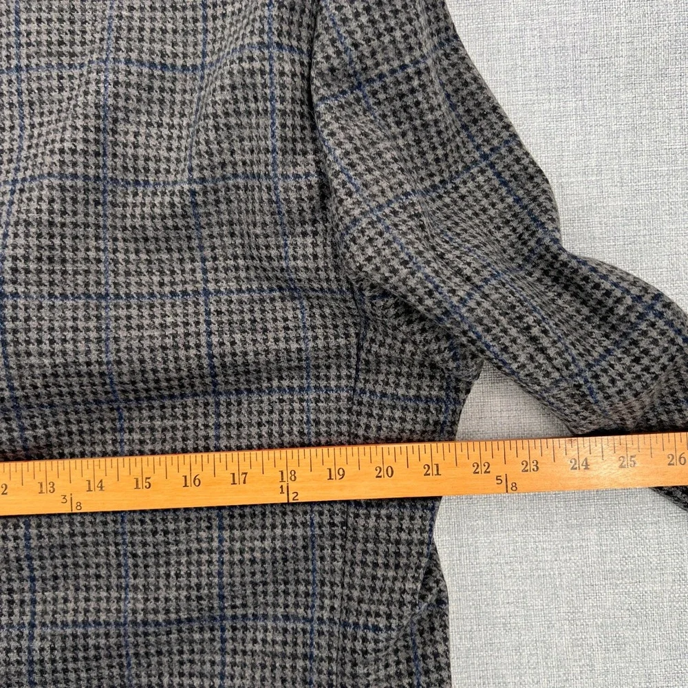 Lands End Houndstooth Windowpane Blazer Sport‎ Coat Men 44S Gray Wool Blend NWT